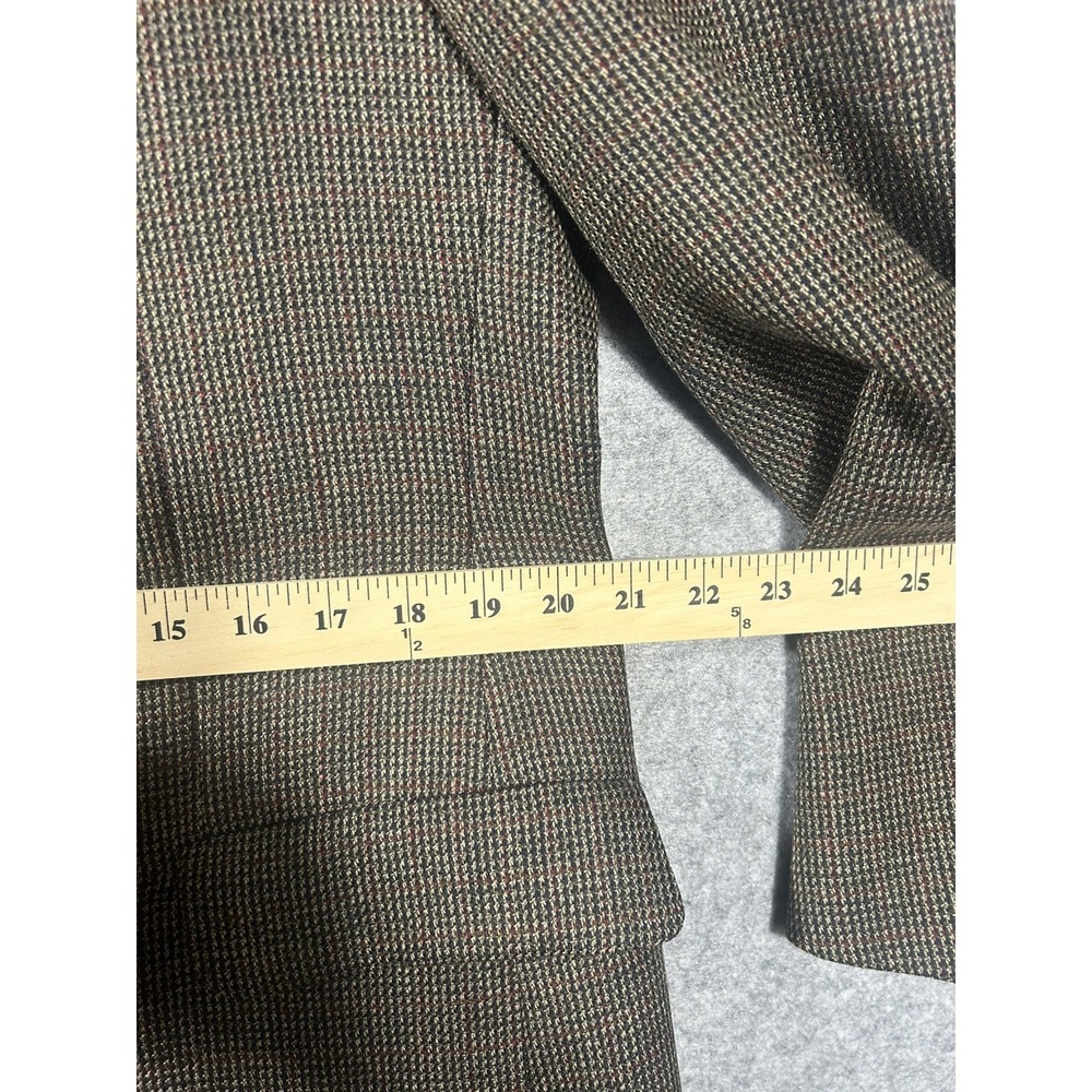 Vintage Tommy Hilfiger Union Made Canada Wool Tweed Blazer Brown Houndstooth 42R - Picture 11 of 16